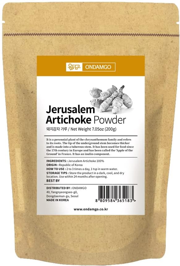 Pure Jerusalem Artichoke Extract Powder - 200g Natural Fiber Supplement for Smoothies, Drinks - Vegan Friendly - 7.05oz