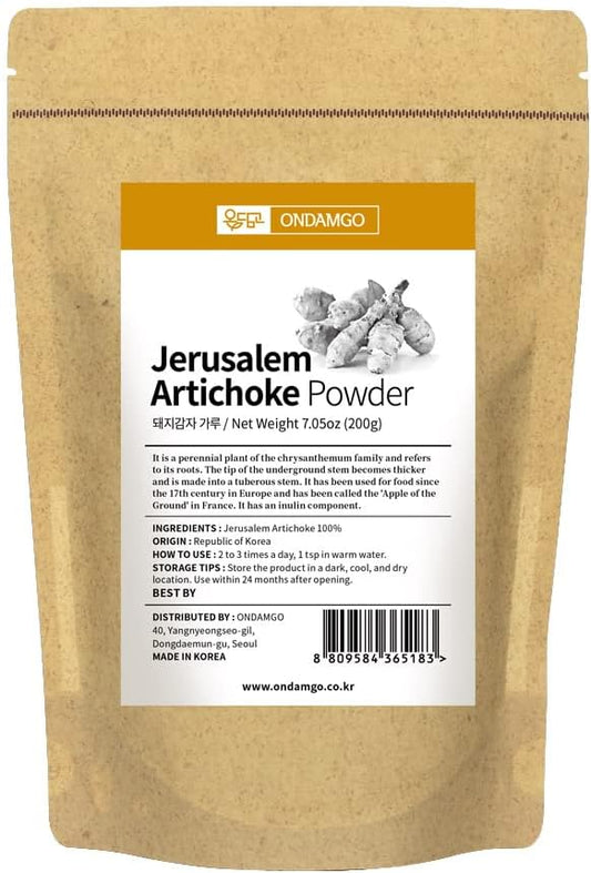 Pure Jerusalem Artichoke Extract Powder - 200g Natural Fiber Supplement for Smoothies, Drinks - Vegan Friendly - 7.05oz