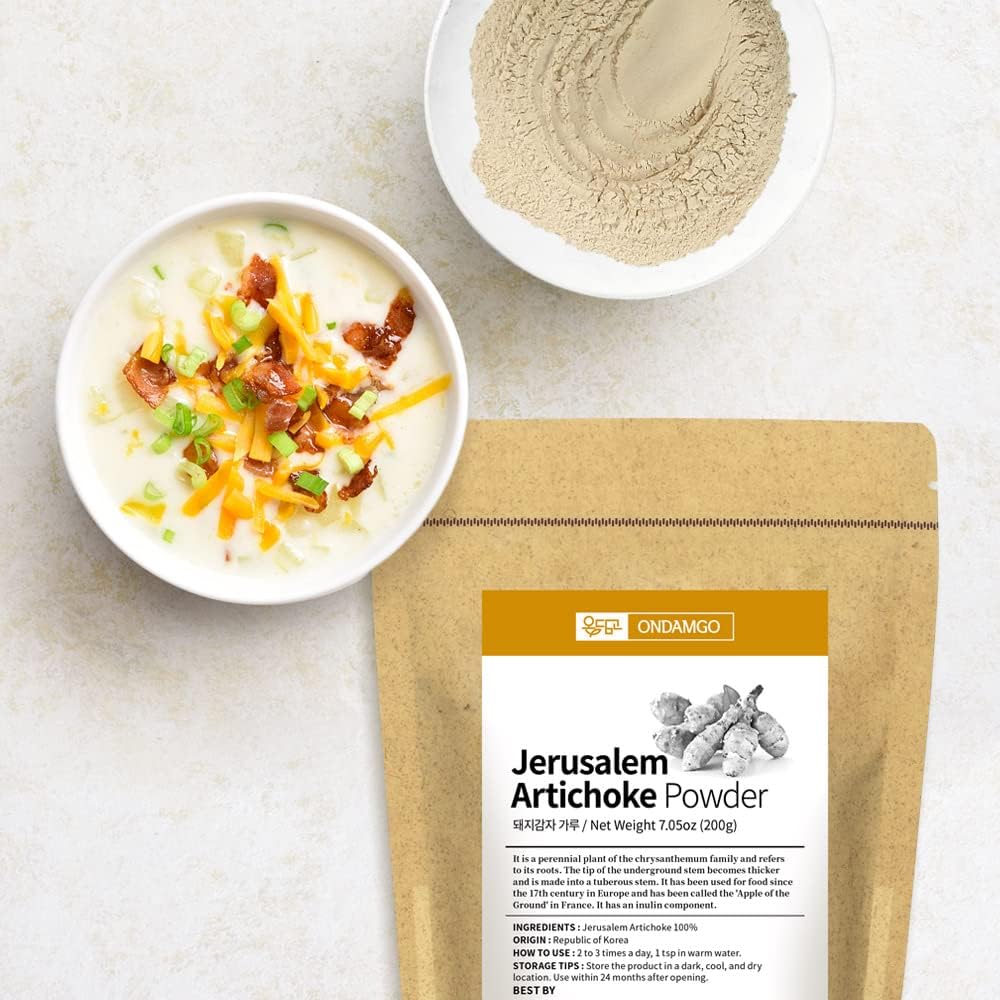 Pure Jerusalem Artichoke Extract Powder - 200g Natural Fiber Supplement for Smoothies, Drinks - Vegan Friendly - 7.05oz