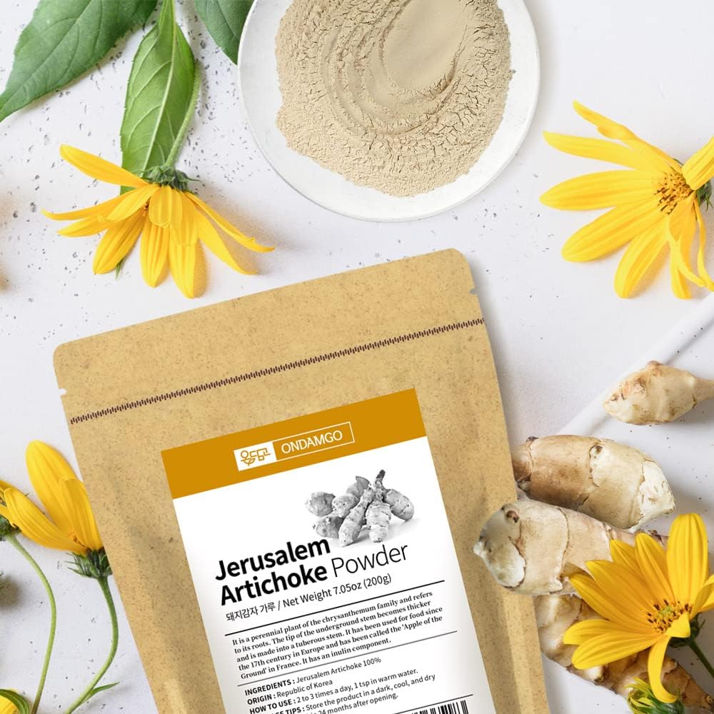 Pure Jerusalem Artichoke Extract Powder - 200g Natural Fiber Supplement for Smoothies, Drinks - Vegan Friendly - 7.05oz