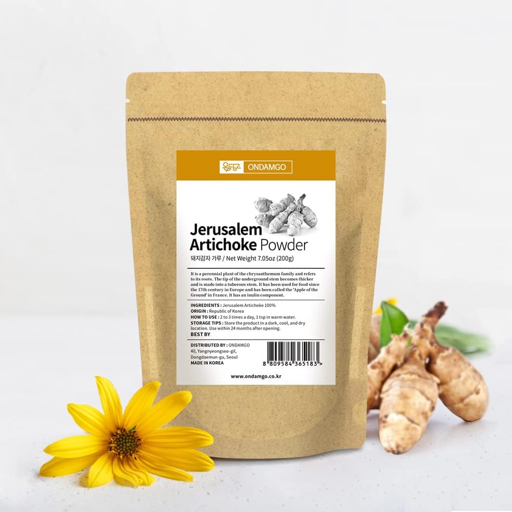 Pure Jerusalem Artichoke Extract Powder - 200g Natural Fiber Supplement for Smoothies, Drinks - Vegan Friendly - 7.05oz
