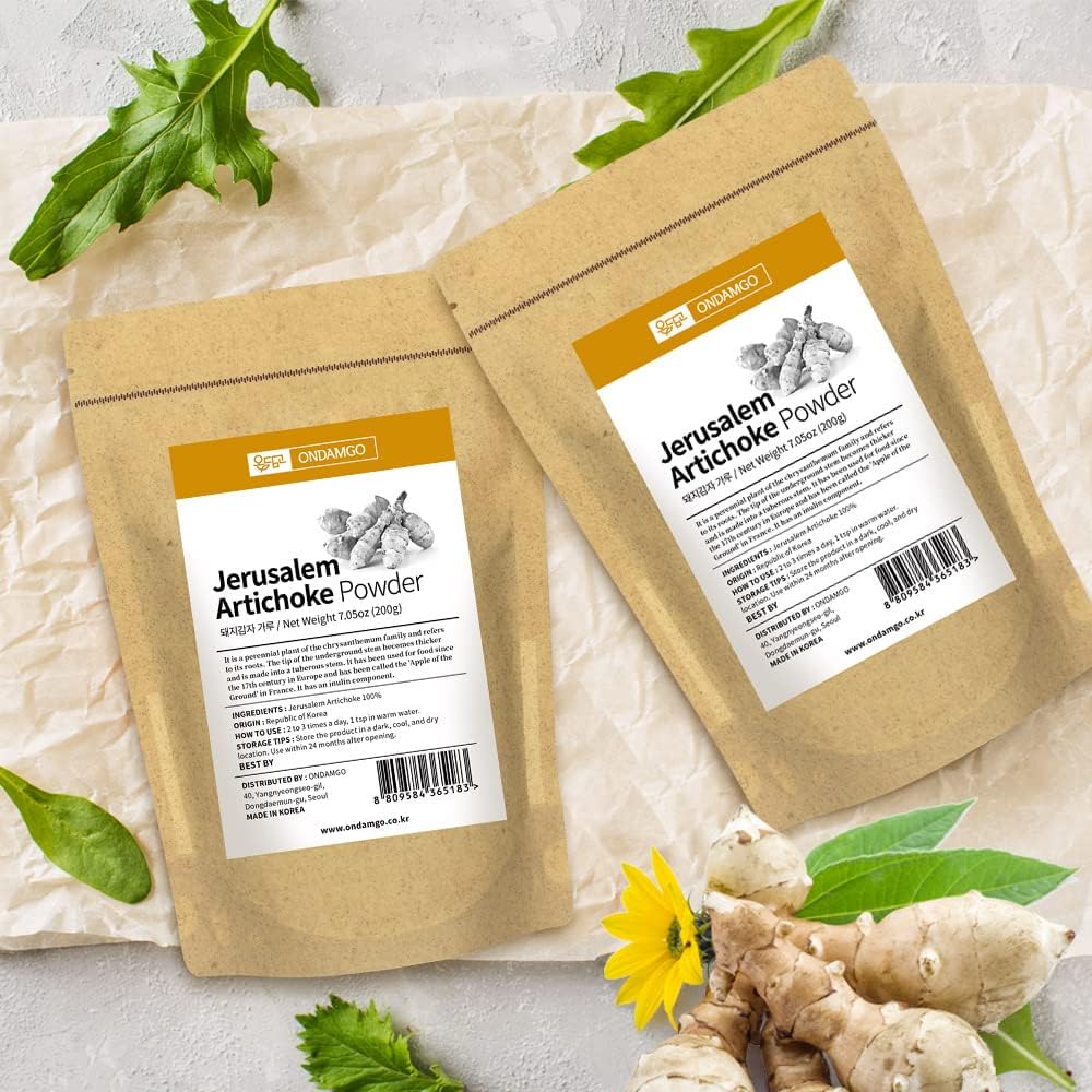 Pure Jerusalem Artichoke Extract Powder - 200g Natural Fiber Supplement for Smoothies, Drinks - Vegan Friendly - 7.05oz