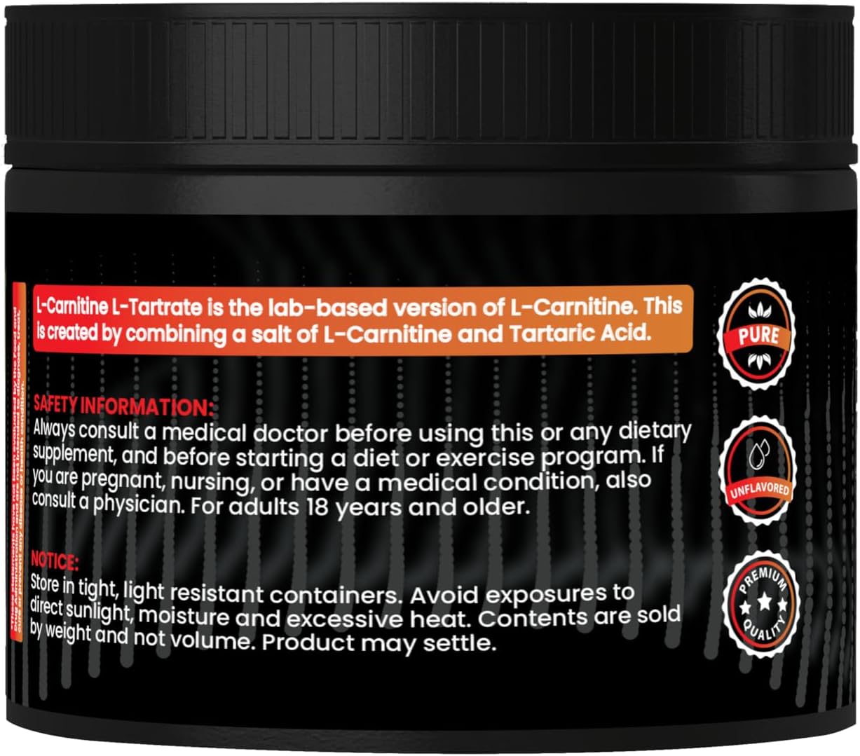 Pure L-Carnitine L-Tartrate Powder - 3 oz - No Fillers or Additives - Always Pure Ingredients