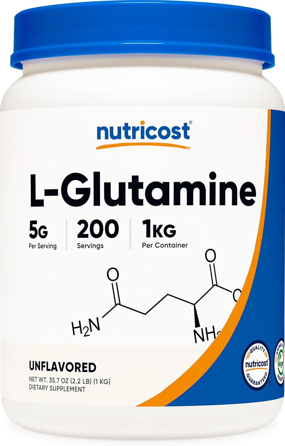 Pure L-Glutamine Powder 1 KG - Unflavored, Non-GMO, Gluten Free by Nutricost