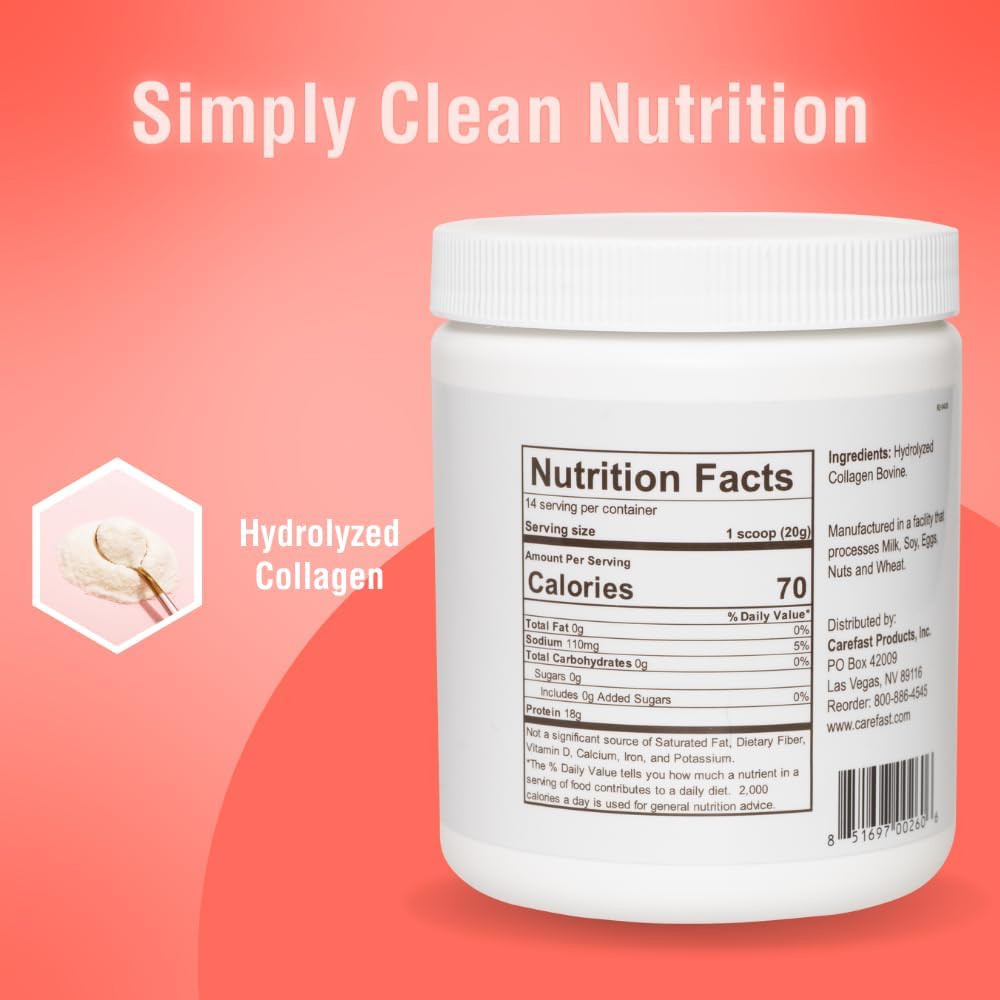 Pure-LASTIC Collagen Peptides Drink Mix - Grass-Fed, Paleo Friendly Hydrolyzed Powder for Skin, Hair & Nails - 9.9 oz (280g)