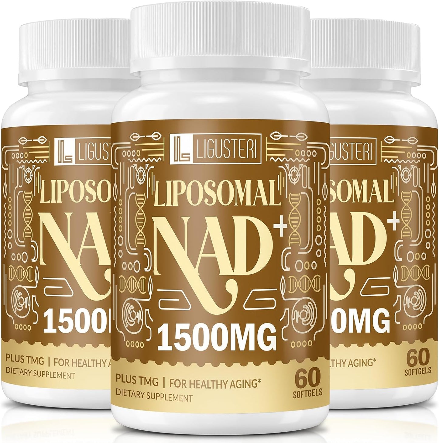Pure Liposomal NAD+ Supplement 1500MG with TMG for Cellular Energy & Longevity - 98%+ Absorption, Non-GMO Aging Defense - 180 Softgels