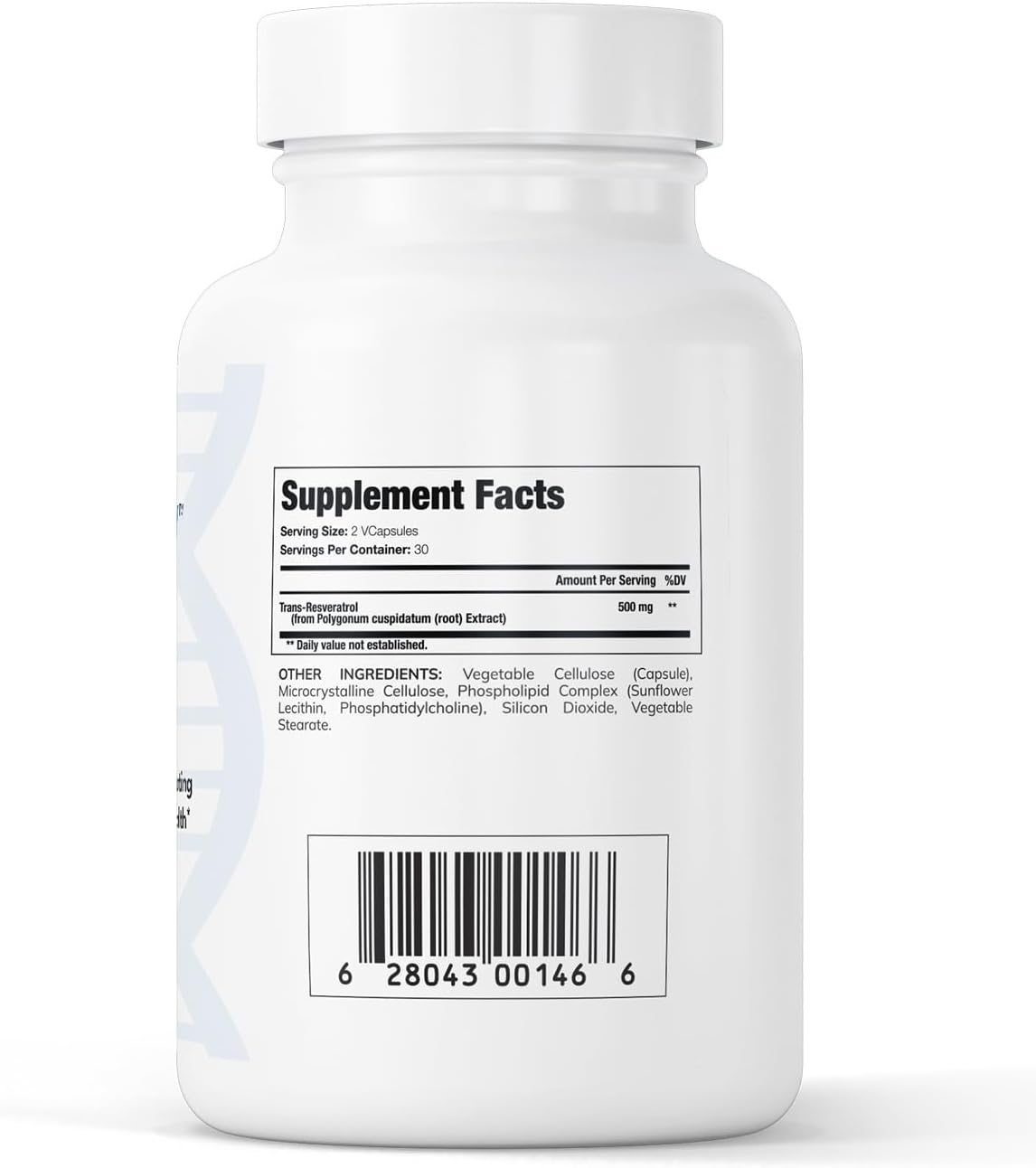 Pure Liposomal Trans-Resveratrol 500mg Capsules | Antioxidant Supplement, Sirtuin Activation | Gluten Free, Vegan, USA Made | 60 Count