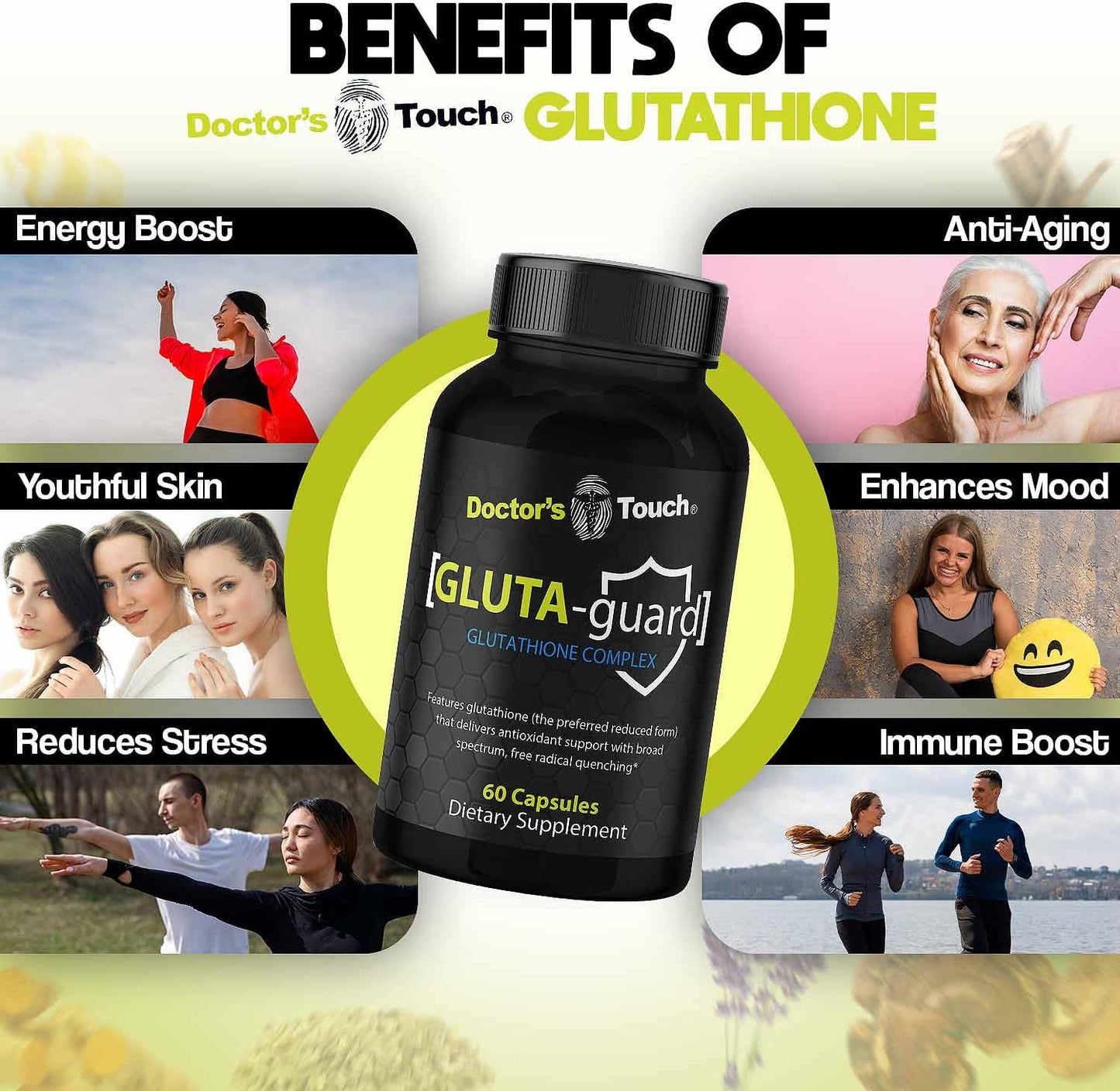 Pure Maximum Absorption Liposomal Glutathione Supplement for Energy, Brain Support, and Skin Health - Easy-to-Swallow Capsules by Doctor's Touch