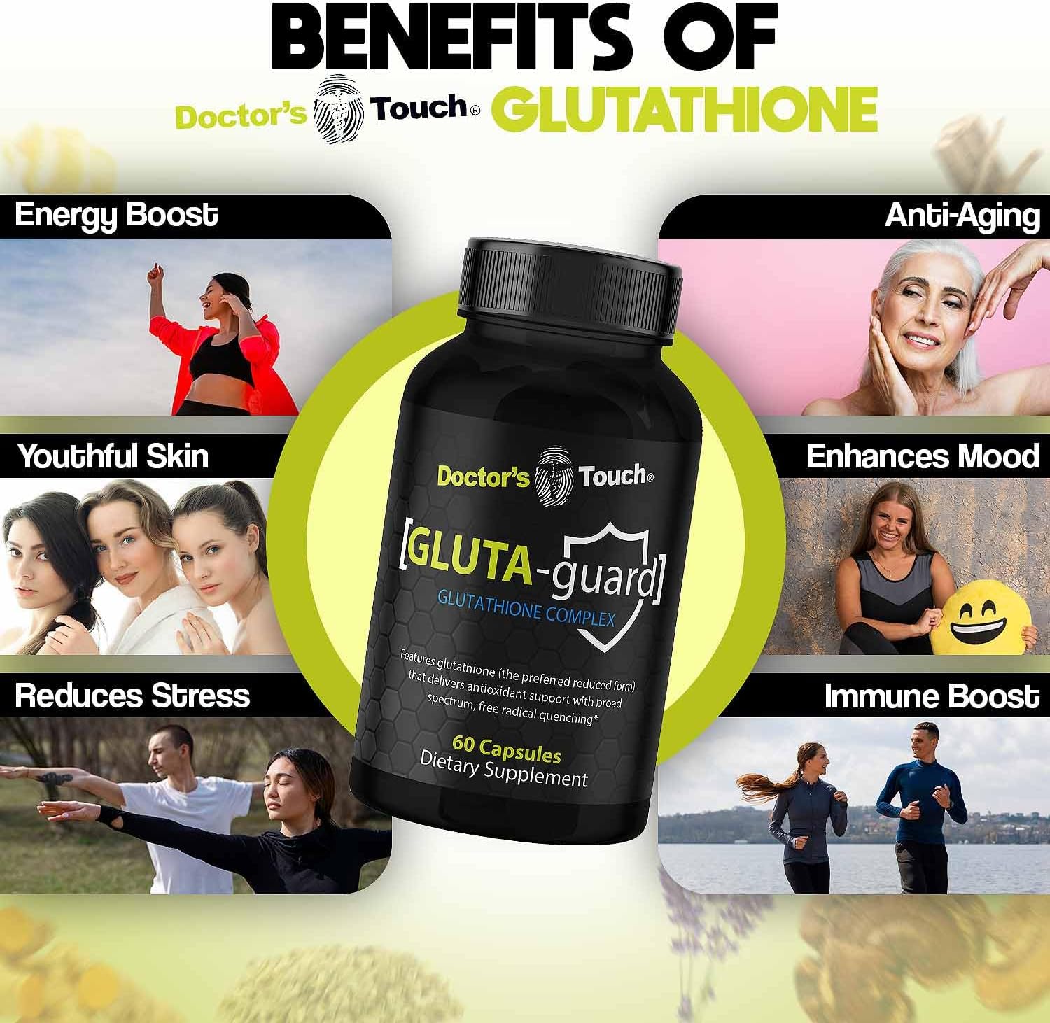 Pure Maximum Absorption Liposomal Glutathione Supplement for Energy, Brain Support, and Skin Health - Easy-to-Swallow Capsules by Doctor's Touch