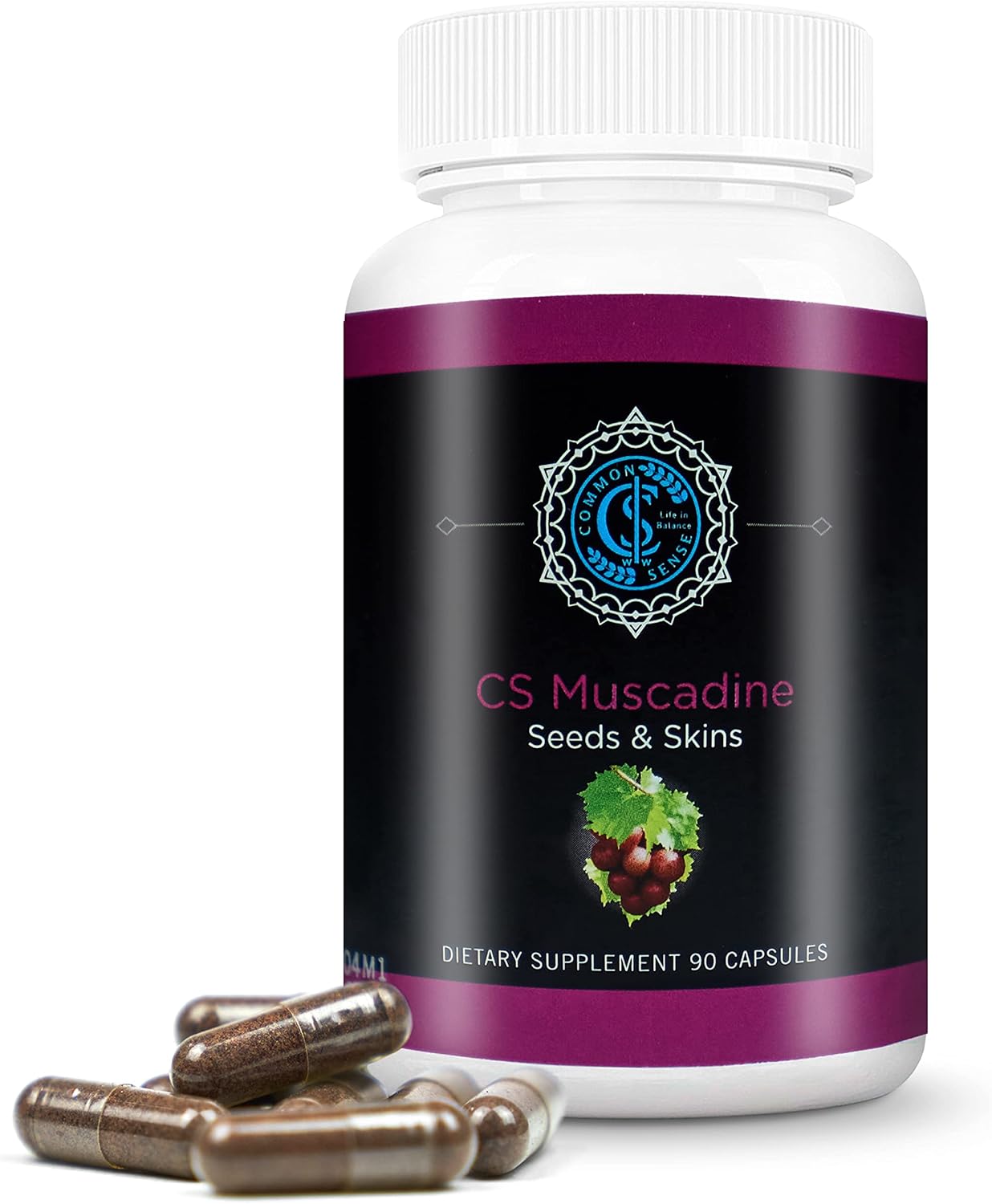 Pure Muscadine Grape Seed and Skin Extract Capsules - Antioxidant-Rich Supplement for Heart Health and Immune System Support - 90 Count.