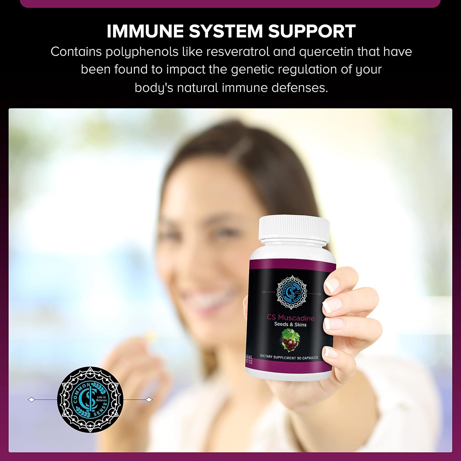 Pure Muscadine Grape Seed and Skin Extract Capsules - Antioxidant-Rich Supplement for Heart Health and Immune System Support - 90 Count.