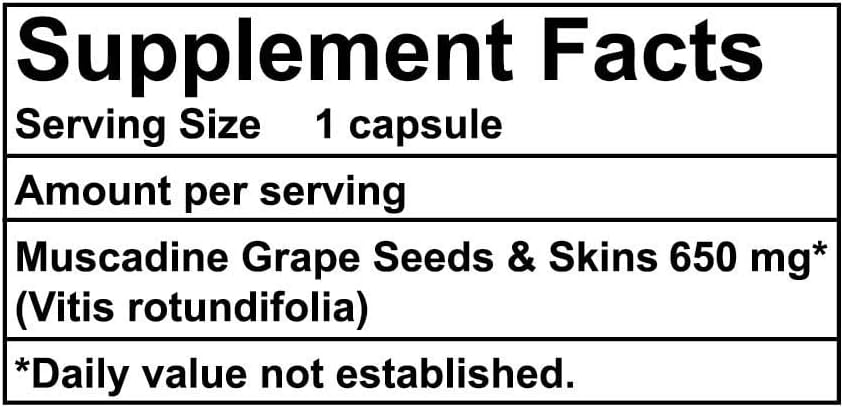 Pure Muscadine Grape Seed and Skin Extract Capsules - Antioxidant-Rich Supplement for Heart Health and Immune System Support - 90 Count.