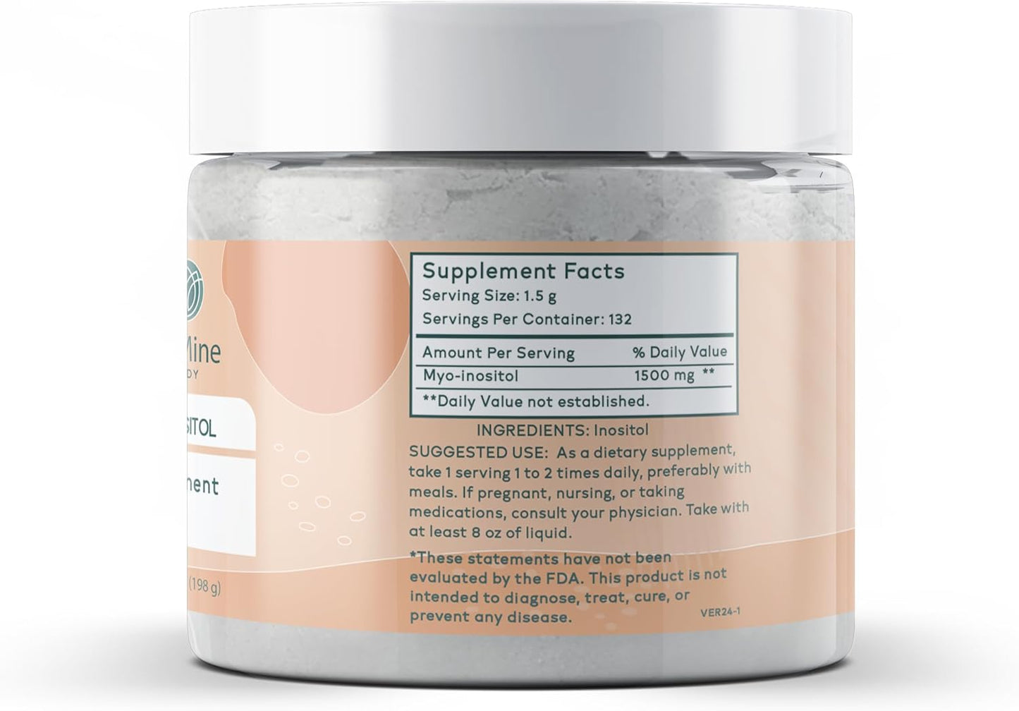 Pure Myo-Inositol Powder (7 oz) - Vitamin B8 Supplement, Single Ingredient with No Fillers - Additive-Free Formula