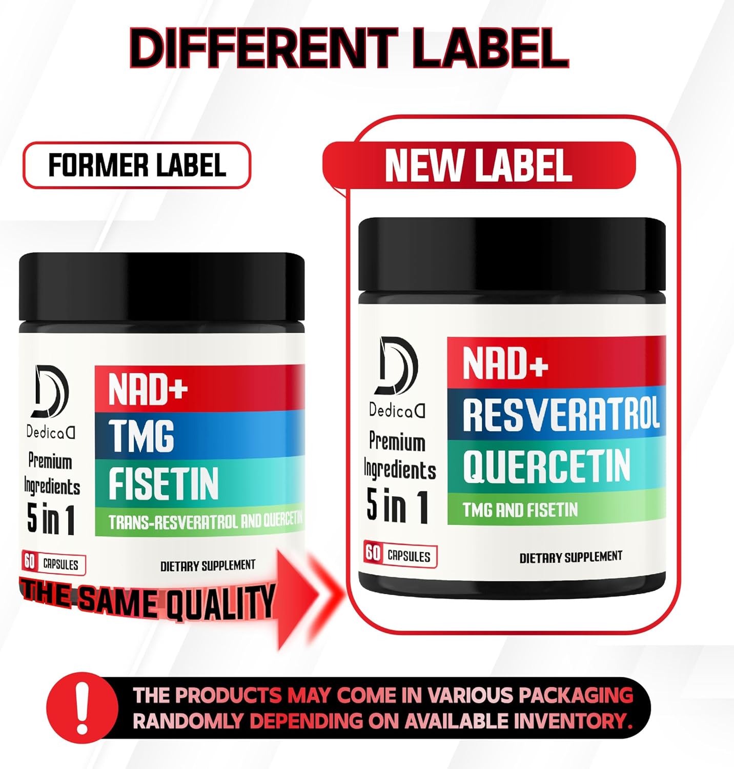 Pure NAD+ Supplement 500mg with Fisetin, TMG, Resveratrol, and Quercetin - Energy, DNA Repair, Aging Defense - 60 Capsules