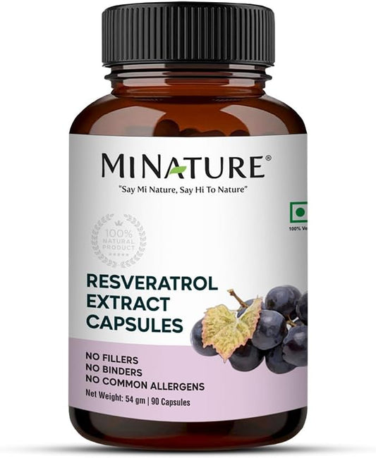 Pure & Natural Miniature Resveratrol Extract Capsules - 500mg, 90 Veg Capsules - Superfood Supplements - Vegan - Made in India