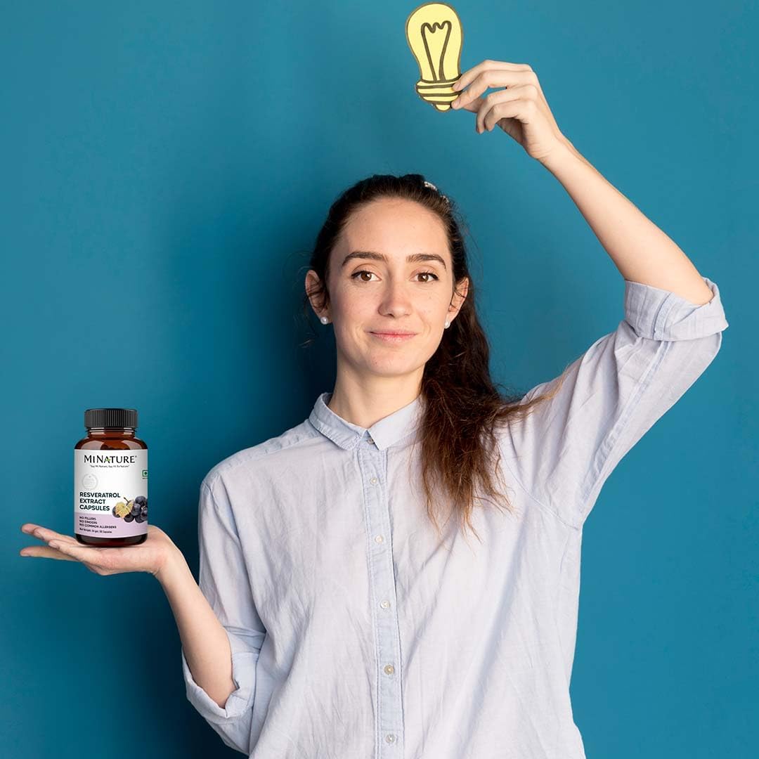 Pure & Natural Miniature Resveratrol Extract Capsules - 500mg, 90 Veg Capsules - Superfood Supplements - Vegan - Made in India
