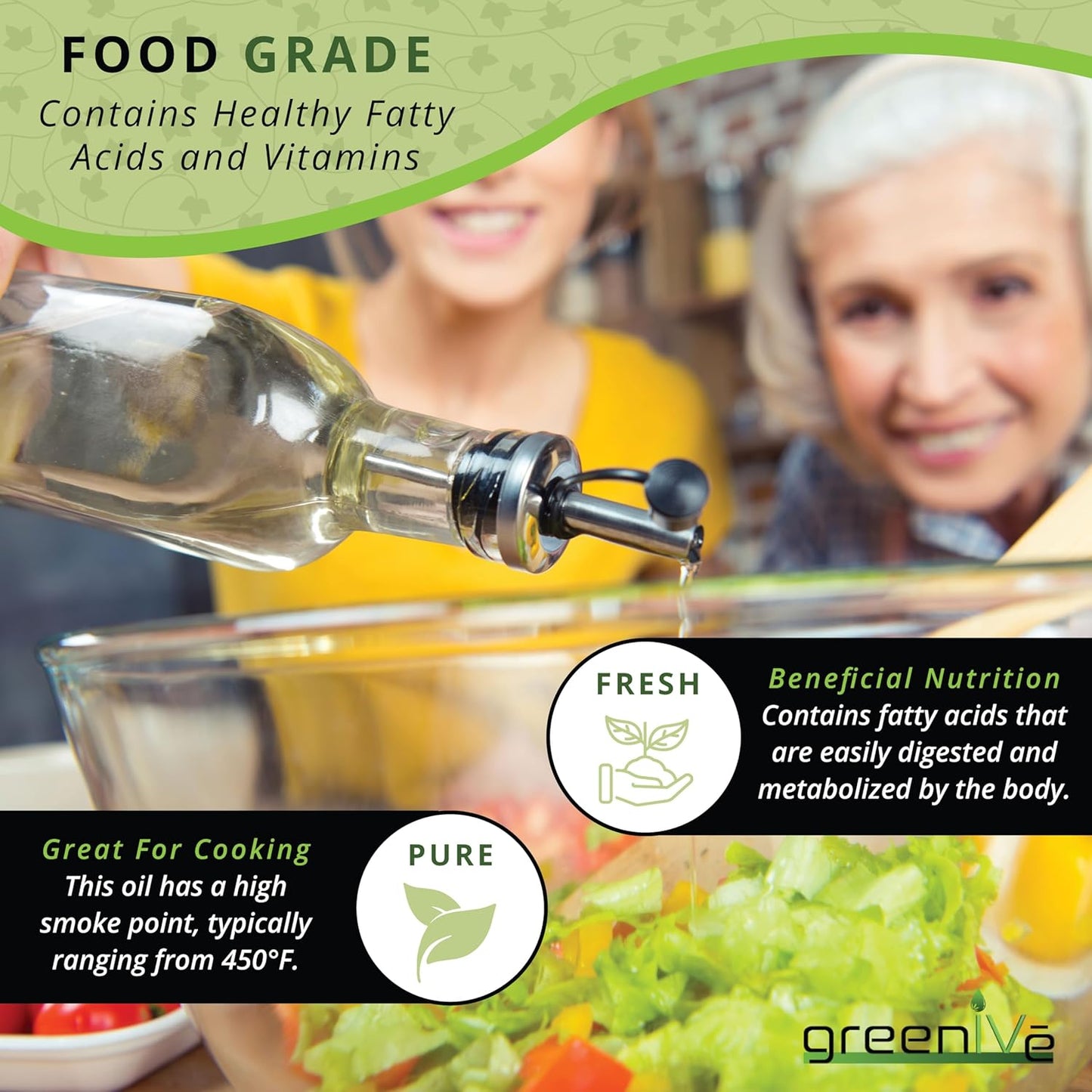 Pure Non-GMO GreenIVe MCT Oil for Body and Mind Fuel - 16 Ounce Bottle