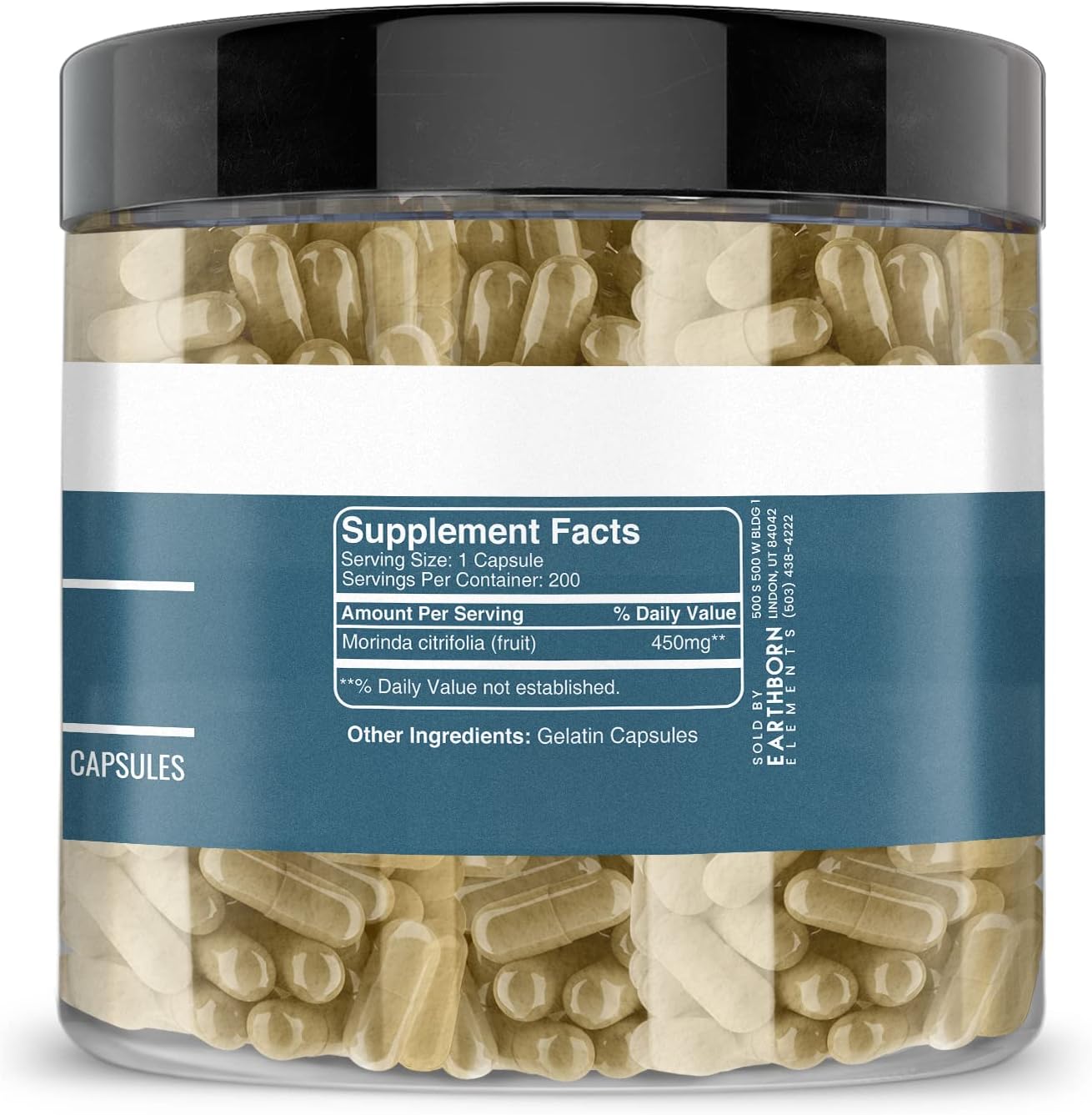 Pure Noni Capsules - 200 Count, No Additives, Earthborn Elements