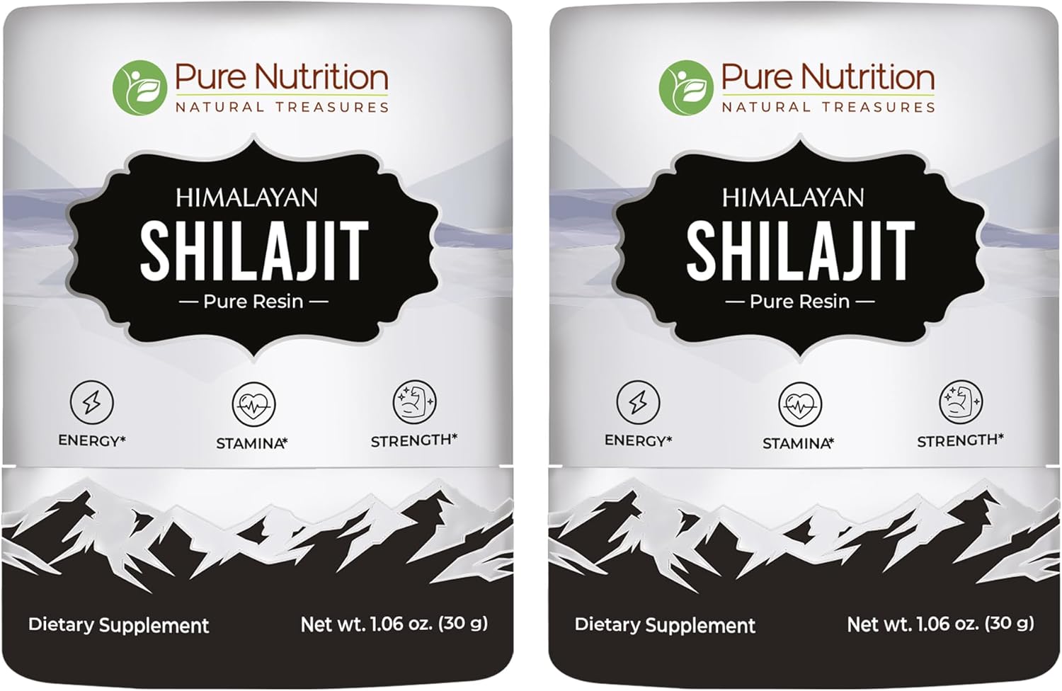 Pure Nutrition Himalayan Shilajit Resin: Natural Energy Booster with 85+ Trace Minerals | 75 Servings - 30g (2 Pack) for Men & Women