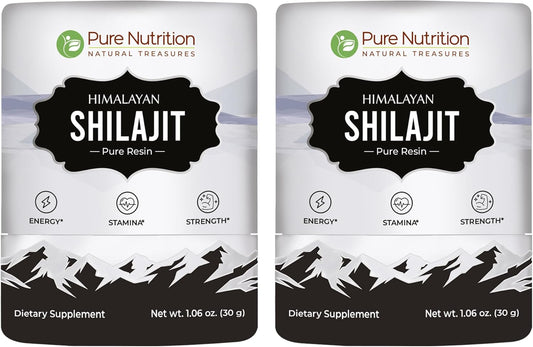 Pure Nutrition Himalayan Shilajit Resin: Natural Energy Booster with 85+ Trace Minerals | 75 Servings - 30g (2 Pack) for Men & Women