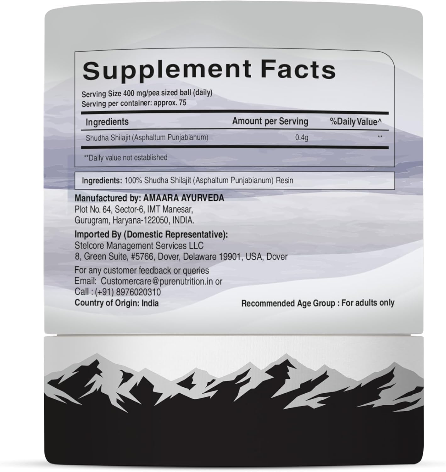 Pure Nutrition Himalayan Shilajit Resin: Natural Energy Booster with 85+ Trace Minerals | 75 Servings - 30g (2 Pack) for Men & Women