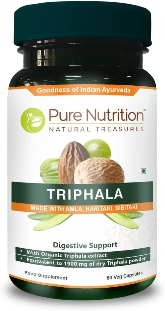 Pure Nutrition Triphala Extract 700mg - Non-GMO Daily Supplement for Digestive Health - 60 Day Supply