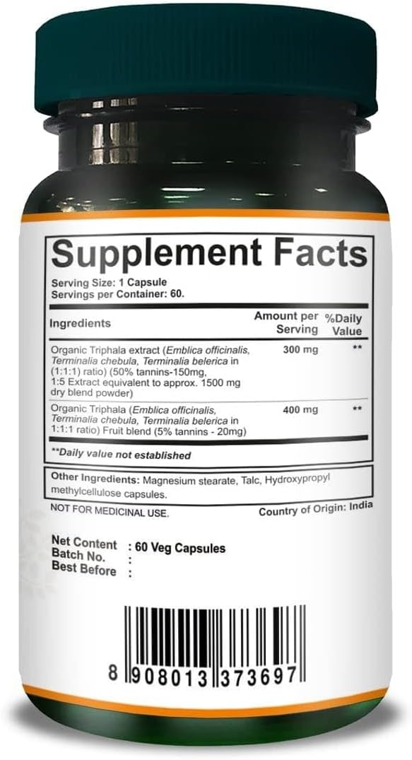 Pure Nutrition Triphala Extract 700mg - Non-GMO Daily Supplement for Digestive Health - 60 Day Supply