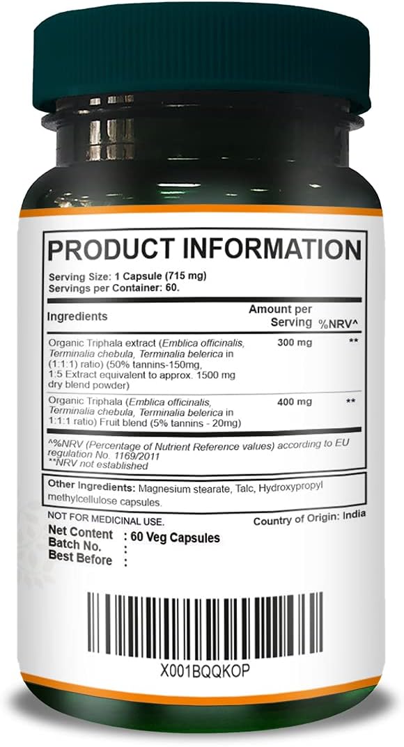 Pure Nutrition Triphala Extract 700mg - Non-GMO Daily Supplement for Digestive Health - 60 Day Supply