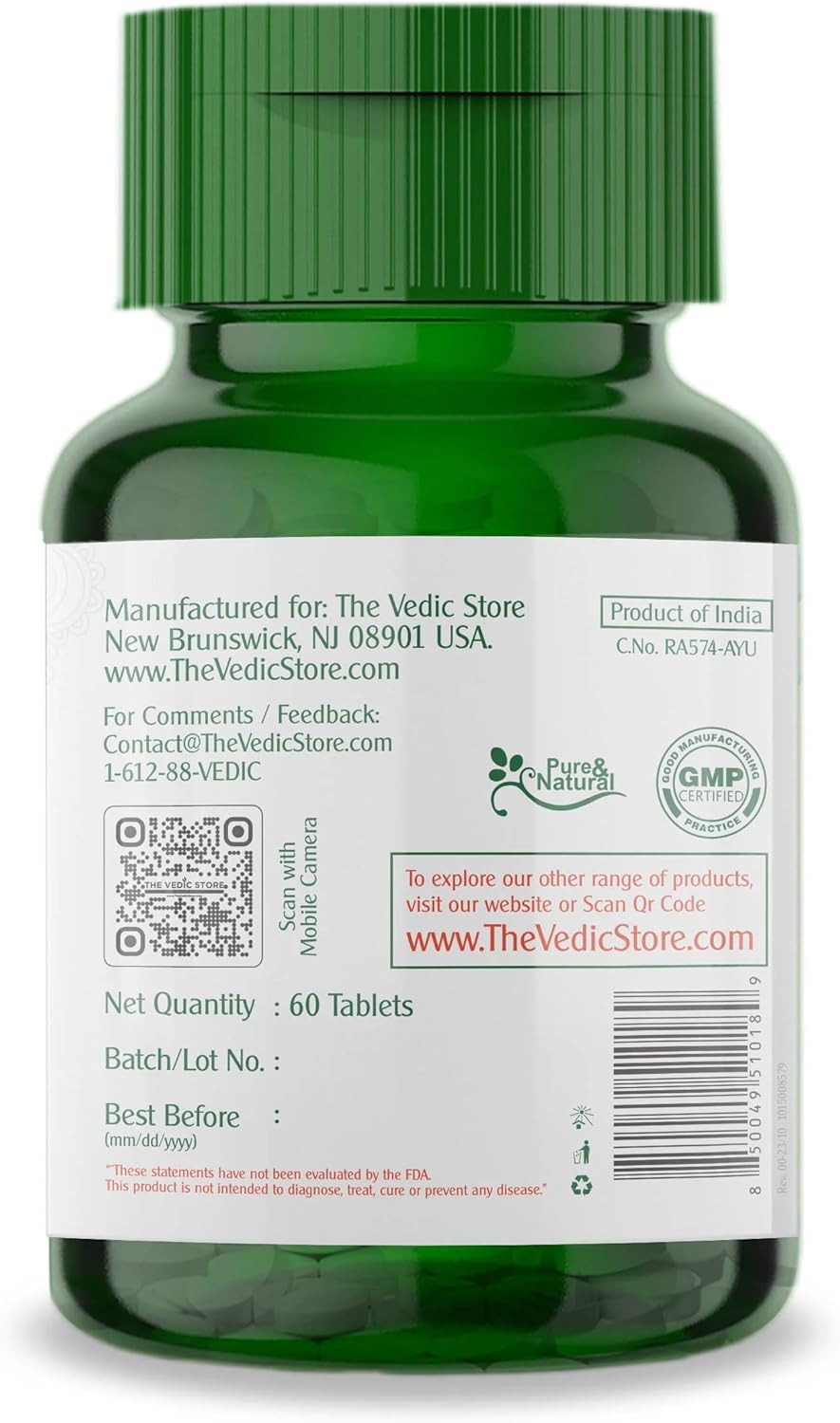 Pure Nutrition Vedic Juices Giloy Guduchi Extract Tablets - 60 Count Supplement