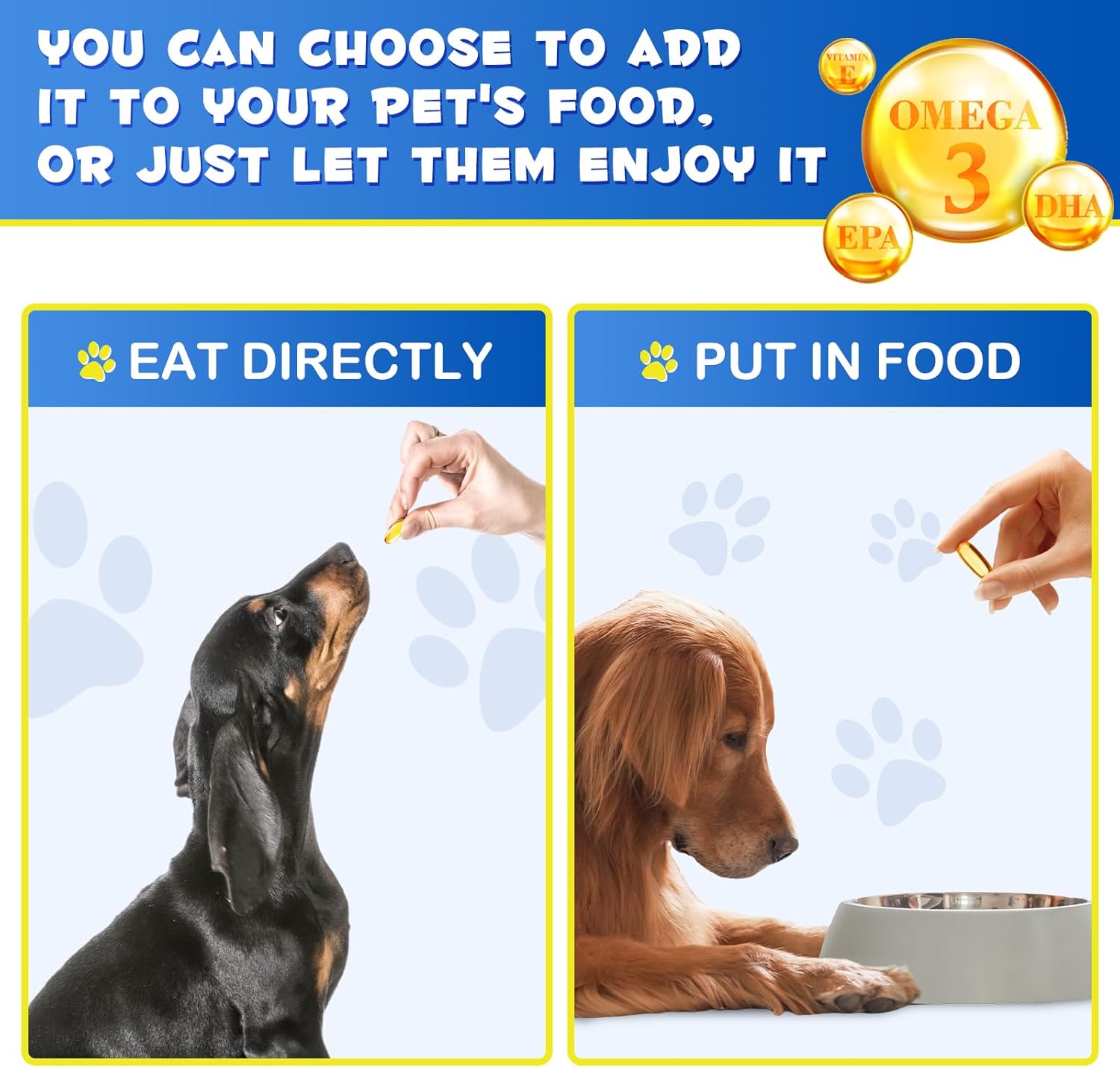 Pure Omega 3 Fish Oil Supplement for Pets, Supports Healthy Skin & Coat, Reduces Shedding, Allergies, and Joint Pain - 120 Capsules