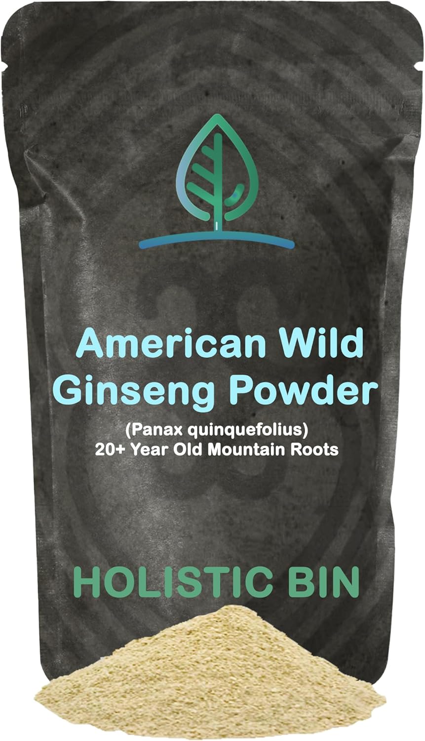 Pure Organic Wild American Ginseng Powder Supplement - 20+ Year Old Roots from Appalachia - No Fillers (25g)