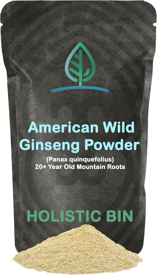 Pure Organic Wild American Ginseng Powder Supplement - 20+ Year Old Roots from Appalachia - No Fillers (25g)
