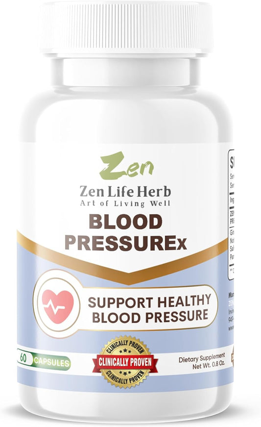 Pure Plant-Based Blood Pressure Support Supplement - ZEN LIFE HERB Blood Pressure & Heart Health Formula with Ginseng Blend (60 Capsules)