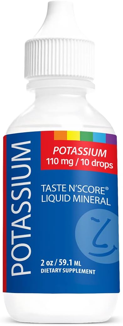 Pure Potassium Liquid Ionic Mineral Supplement: 110mg, 72 Servings, Tasty & Effective