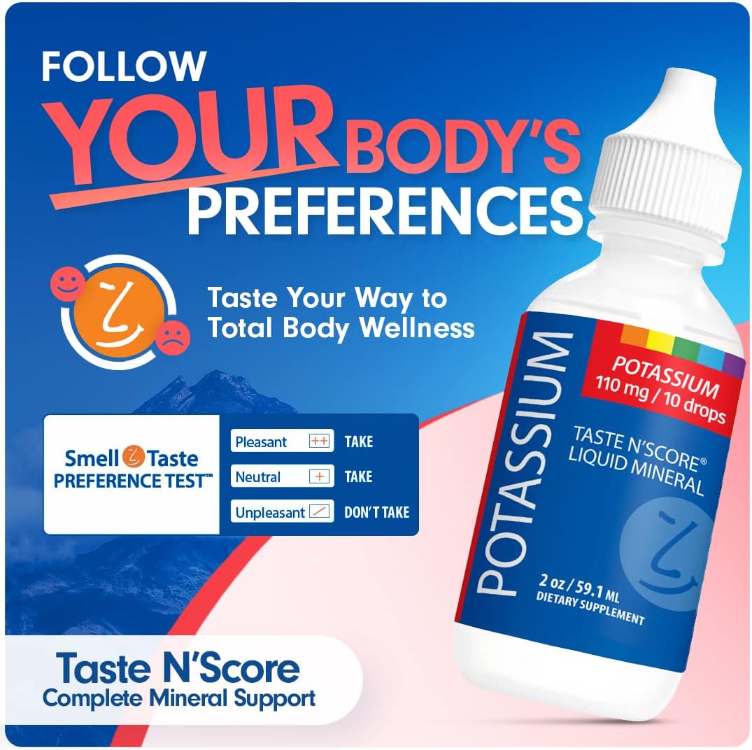 Pure Potassium Liquid Ionic Mineral Supplement: 110mg, 72 Servings, Tasty & Effective
