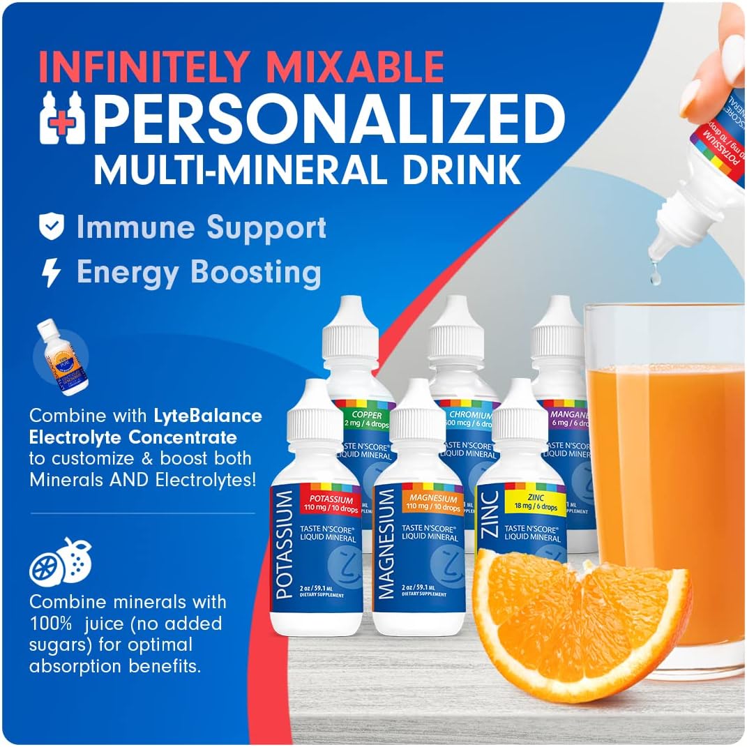 Pure Potassium Liquid Ionic Mineral Supplement: 110mg, 72 Servings, Tasty & Effective