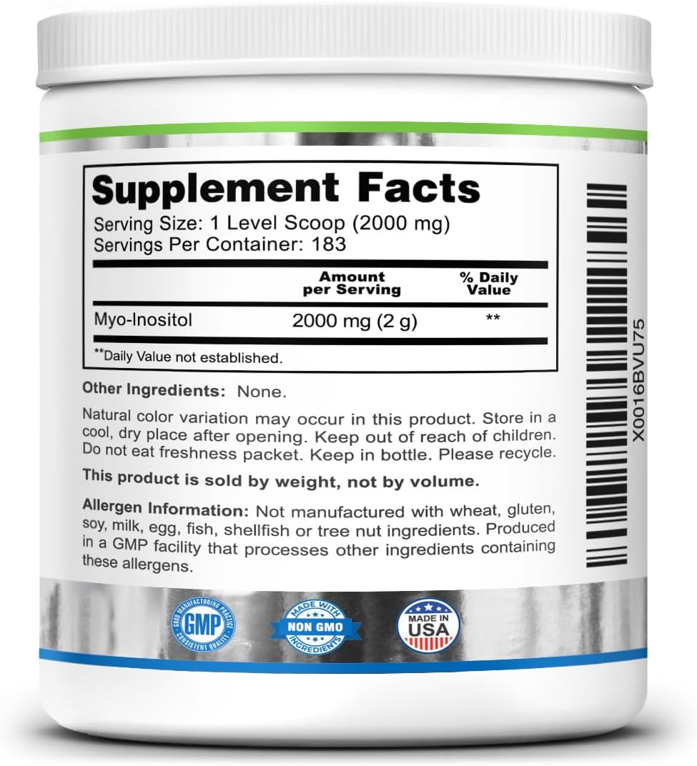 Pure Premium Grade Vegan Myo-Inositol Capsules and Powder - Non-GMO and All Natural