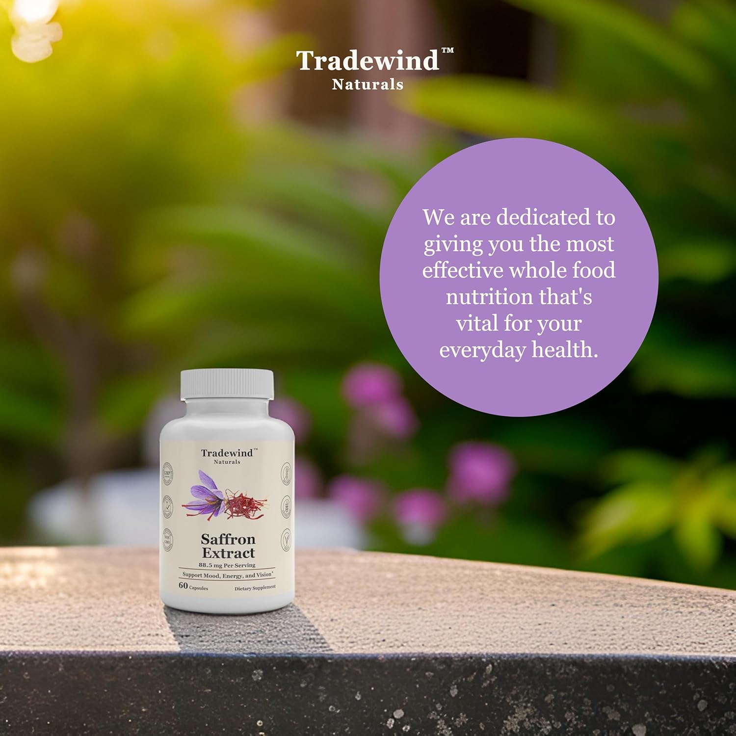 Pure Saffron Extract 88.5mg Capsules - Vegan & Non-GMO - Mood, Energy, Vision Support - 60 Veg Caps