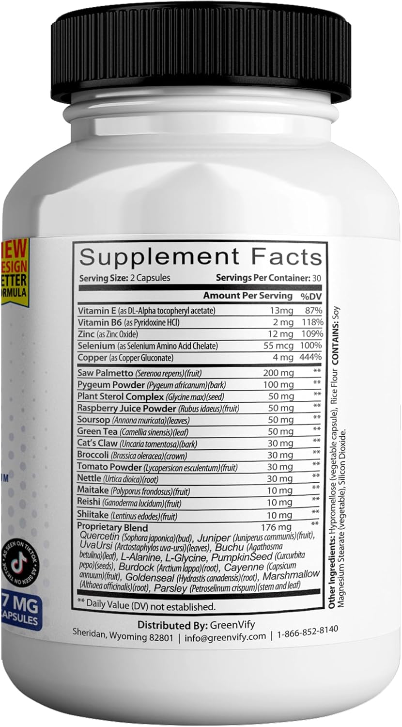 Pure Saw Palmetto Prostate Formula Capsules for Men - 857mg Complex, Maximum Strength Natural Health Supplements to Support Normal Function - Pack of 2