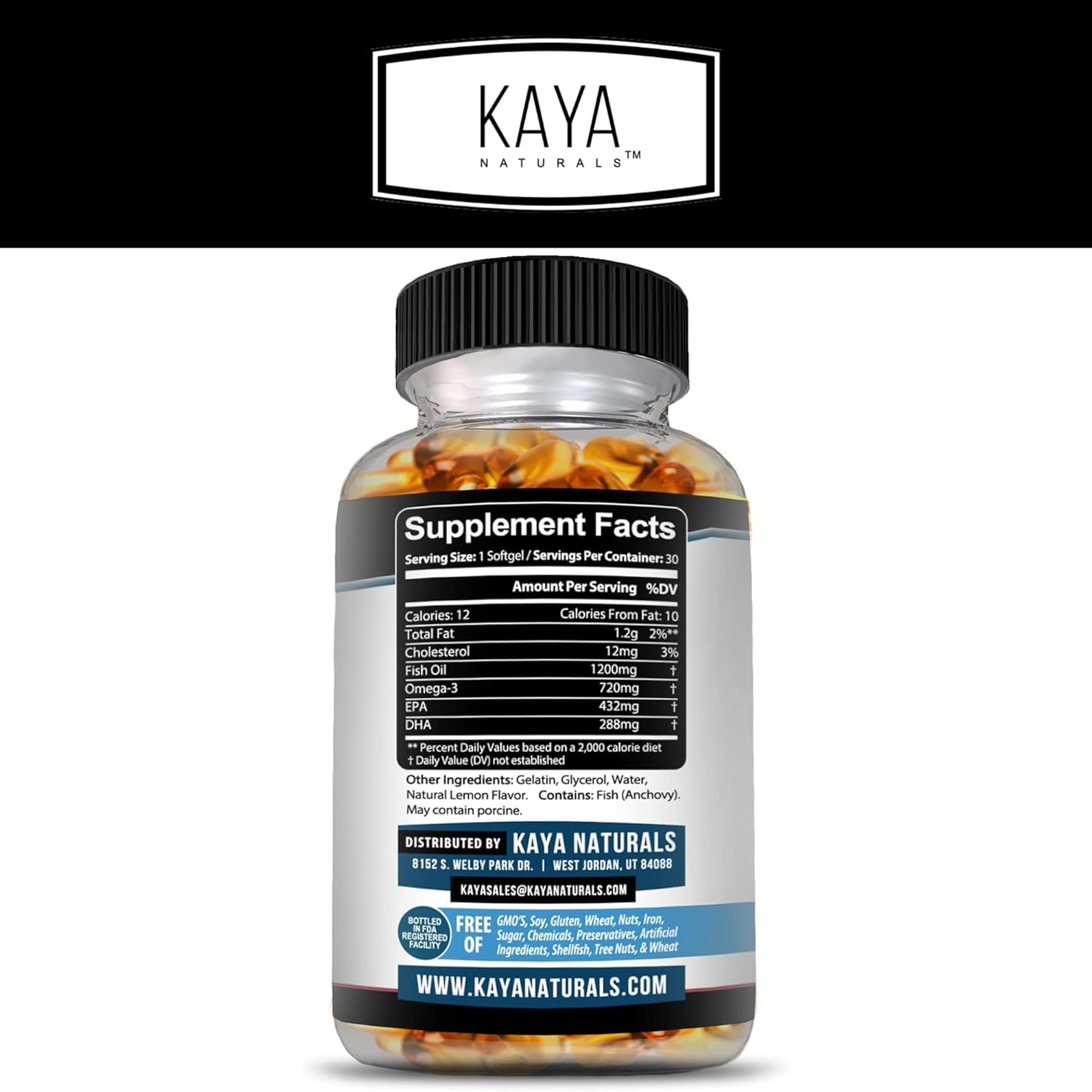 Pure Sea-Harvested Omega 3 Fish Oil Softgels - 30 Count | No Fishy Aftertaste - Kaya Naturals Omega 3 Supplement | Nature Made Omega 3 Vitamins