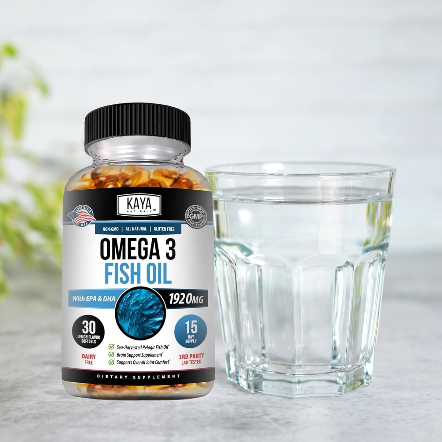 Pure Sea-Harvested Omega 3 Fish Oil Softgels - 30 Count | No Fishy Aftertaste - Kaya Naturals Omega 3 Supplement | Nature Made Omega 3 Vitamins