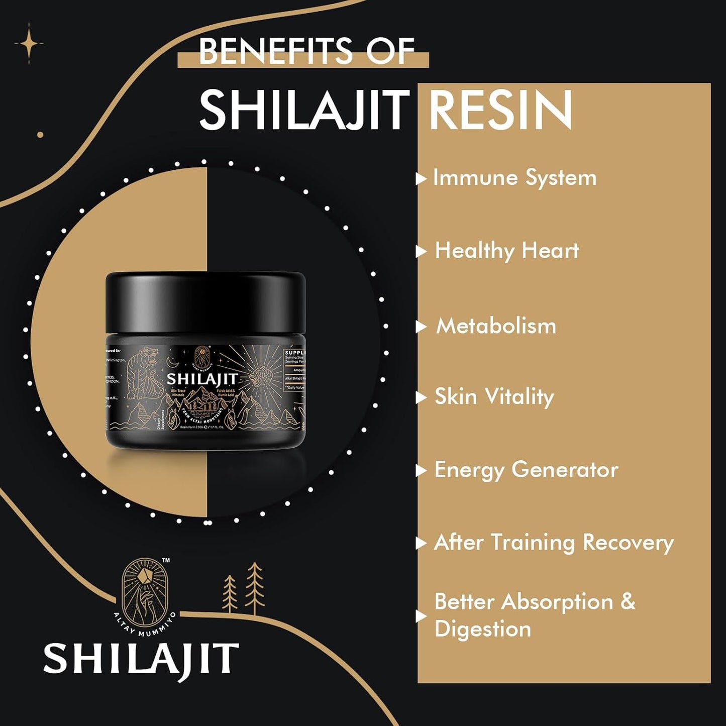 Pure Siberian Shilajit Resin Supplement with Fulvic Acid & Trace Minerals - Boost Metabolism & Immune System - 100 Servings / 50g