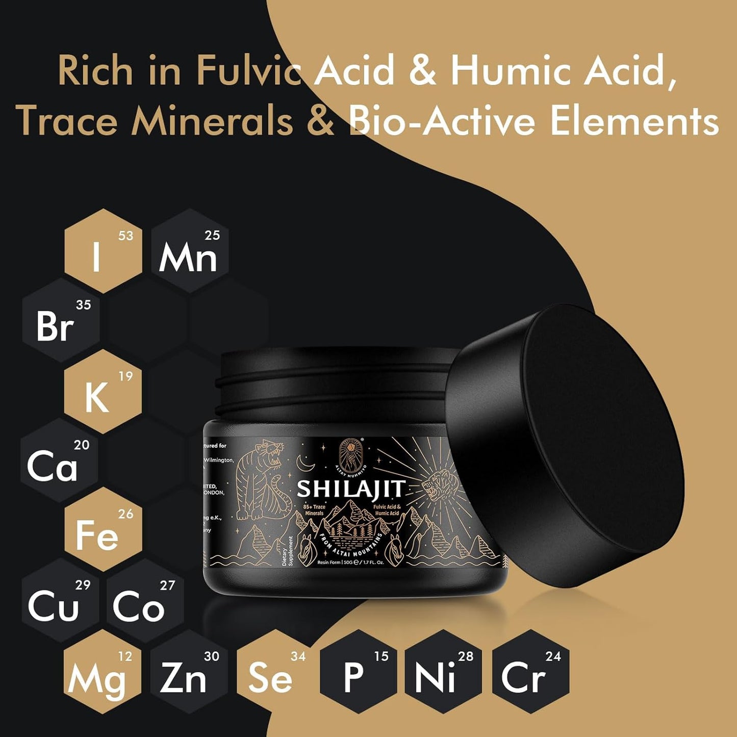 Pure Siberian Shilajit Resin Supplement with Fulvic Acid & Trace Minerals - Boost Metabolism & Immune System - 100 Servings / 50g
