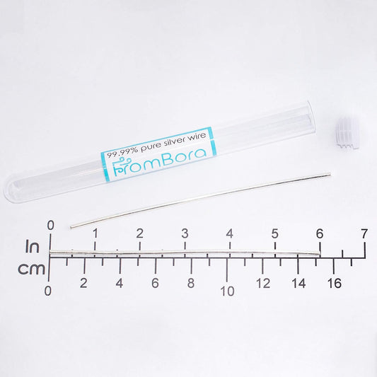 Pure Silver Wire 99.99% for Colloidal Silver Generator - Pair with Certificate - 15 Gauge 6" - FromBora