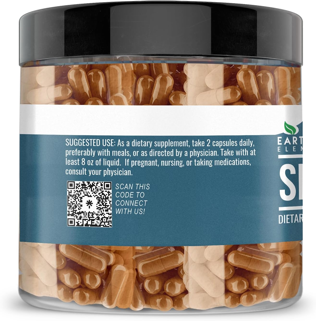Pure Slippery Elm Capsules - 200 Count, No Additives, Earthborn Elements