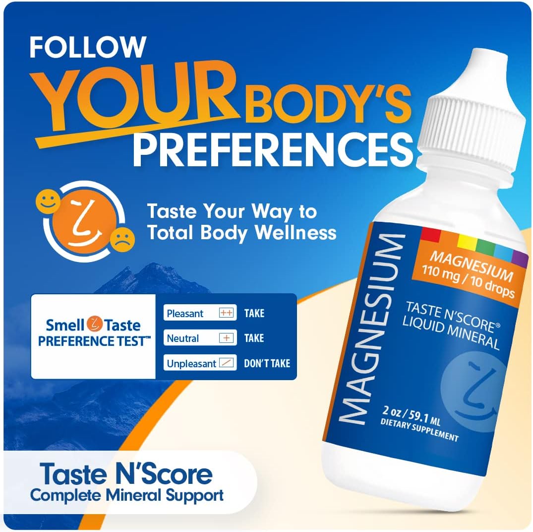 Pure Taste N' Score Magnesium Liquid Ionic Mineral Supplement - 100% Pure - 110mg - 72 Servings