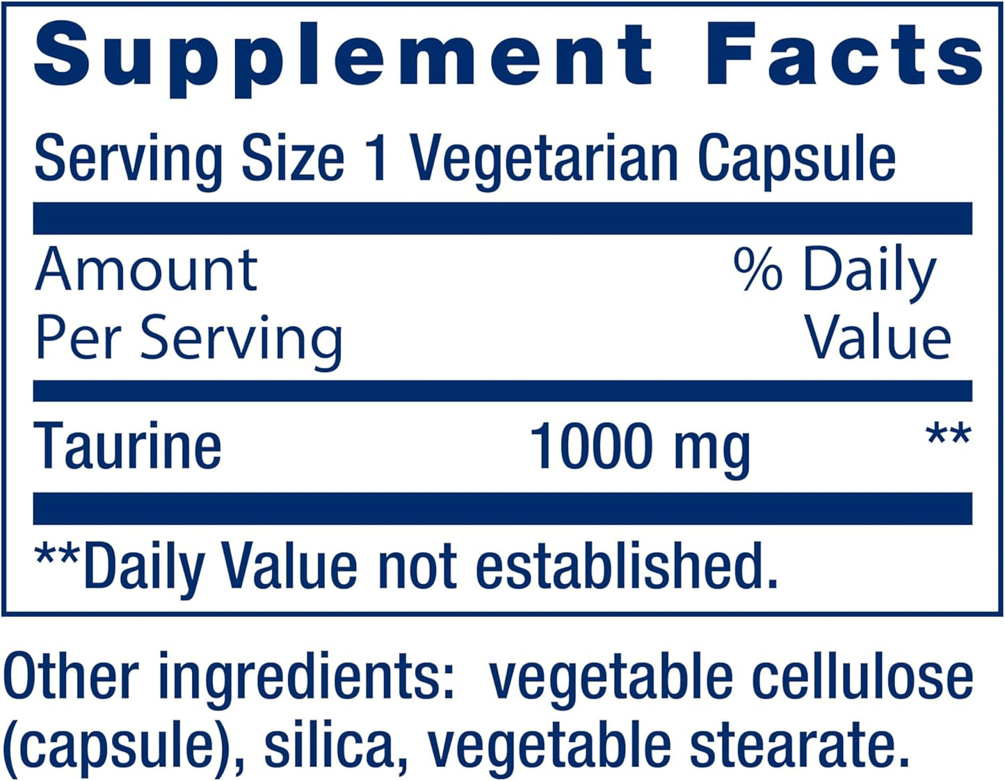 Pure Taurine Amino Acid Supplement for Heart, Liver, and Brain Health - 1000mg Dose, Non-GMO, Gluten-Free - 2 Pack, 90 Vegetarian Capsules ea.