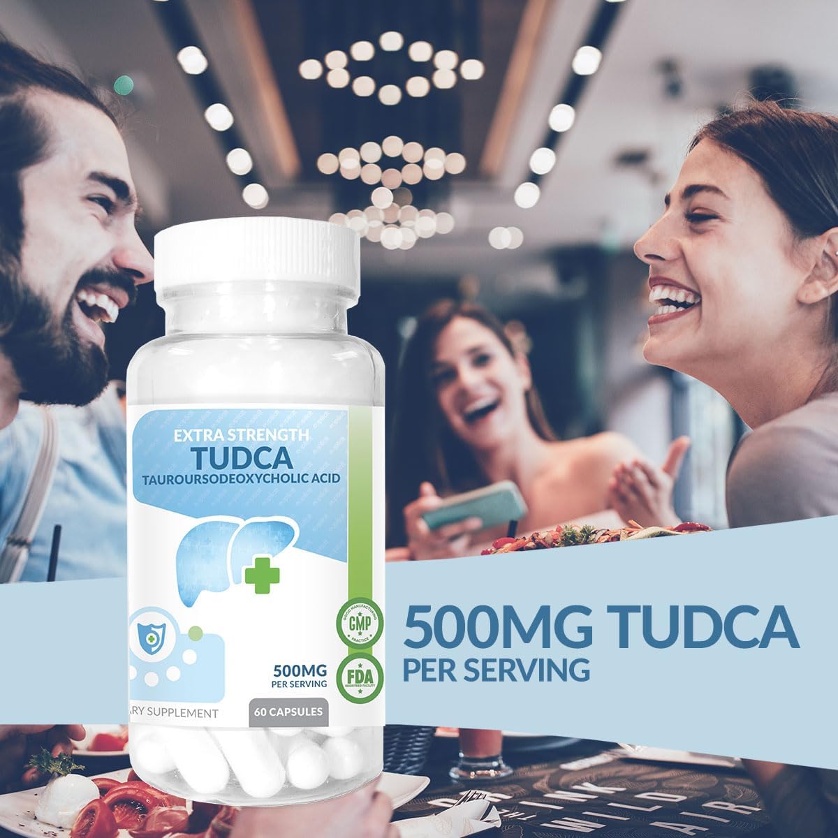 Pure TUDCA Liver Support Supplement - 500mg Per Serving - Promotes Liver Health - 60 Capsules