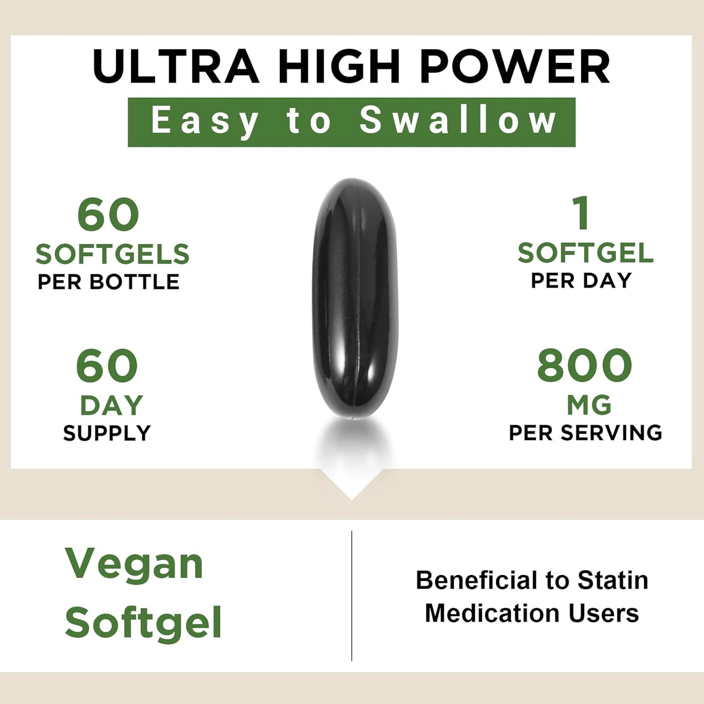 Pure Ubiquinol CoQ10 800mg Softgels for Max Absorption - Antioxidant, Heart Health & Energy - 180 Vegan Softgels