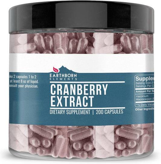 Pure & Undiluted Cranberry Extract Capsules - 200 Count by Earthborn Elements, Additive-Free